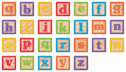 Les lettres de l’alphabet en blocs de bois