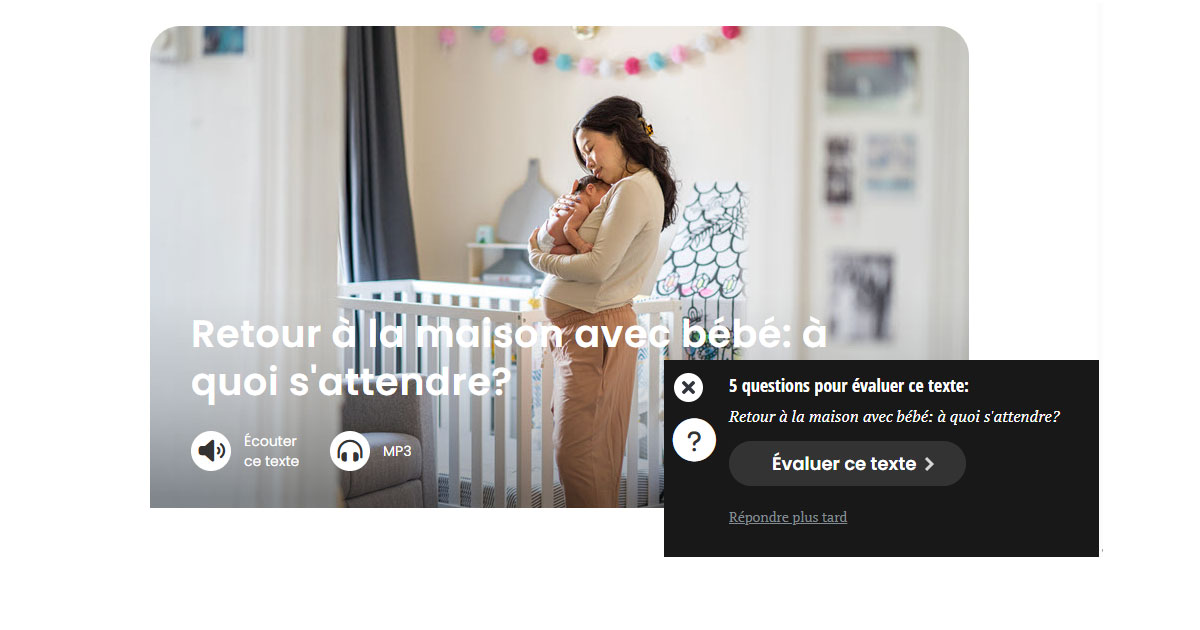 Pourquoi ce questionnaire? Aidez-nous à bien grandir