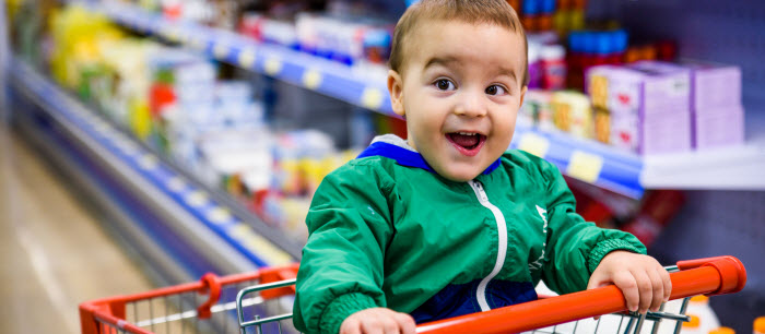 Socializing at the grocery store