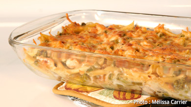 Macaroni au poulet et aux petits pois